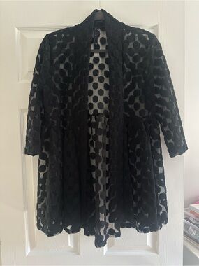 Luna Rae Black Lace Dot Open Cardigan